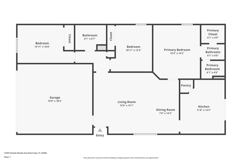 1,975/Mo, 13707 Gentle Woods Ave Riverview, FL 33569 Floor Plan View