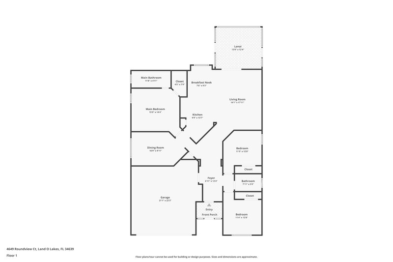 2,005/Mo, 4649 Roundview Ct Land O' Lakes, FL 34639 Floorplan View