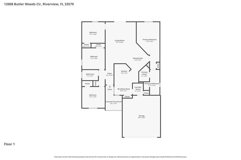 2,045/Mo, 12008 Butler Woods Cir Riverview, FL 33579 Floor Plan View
