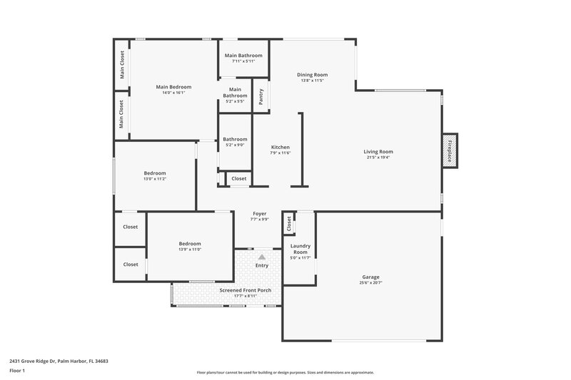0/Mo, 2431 Grove Ridge Dr Palm Harbor, FL 34683 Floor Plan View