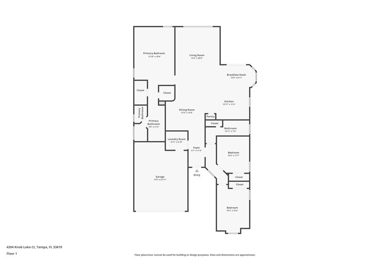 2,285/Mo, 4204 Knob Lake Ct Tampa, FL 33619 Floor Plan View