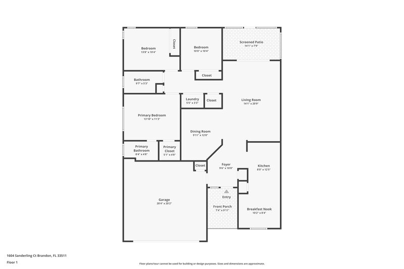 2,130/Mo, 1604 Sanderling Ct Brandon, FL 33511 Floorplan View