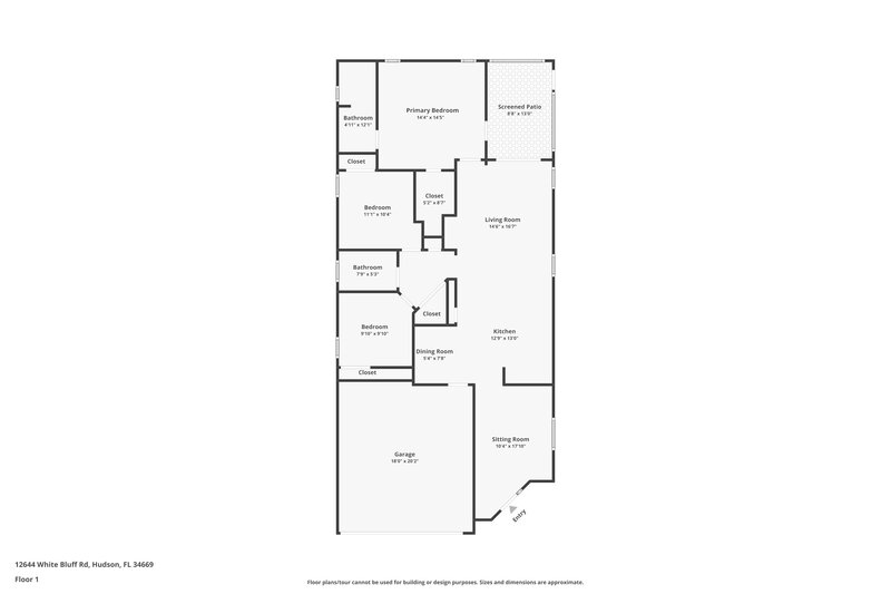 2,035/Mo, 12644 White Bluff Rd Hudson, FL 34669 Floor Plan View