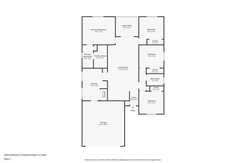 2,050/Mo, 30932 Midtown Ct Wesley Chapel, FL 33545 Floor Plan View
