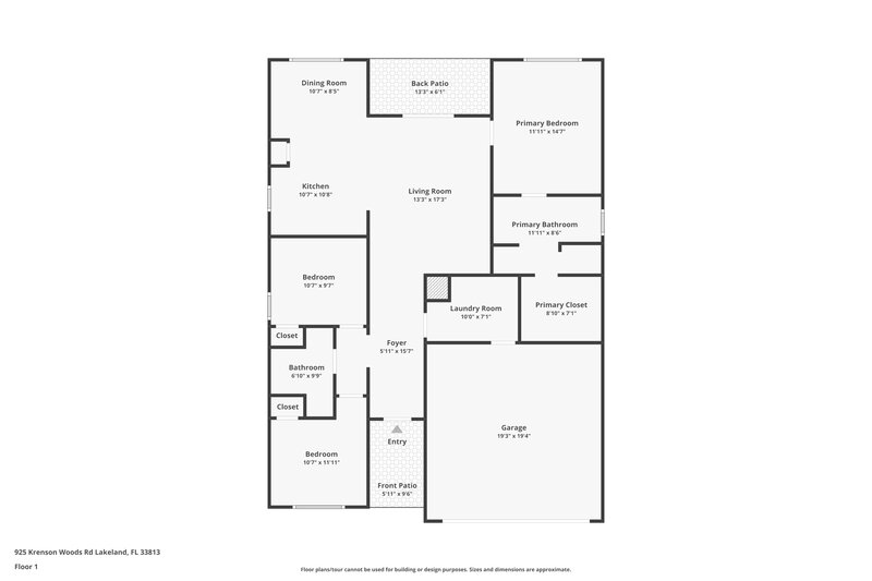 1,980/Mo, 925 Krenson Woods Rd Lakeland, FL 33813 Floor Plan View