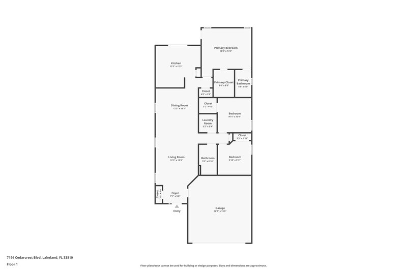 1,865/Mo, 7194 Cedarcrest Blvd Lakeland, FL 33810 Floor Plan View