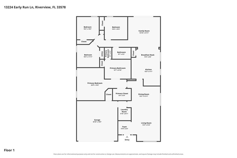 2,225/Mo, 13224 Early Run Ln Riverview, FL 33578 Floor Plan View
