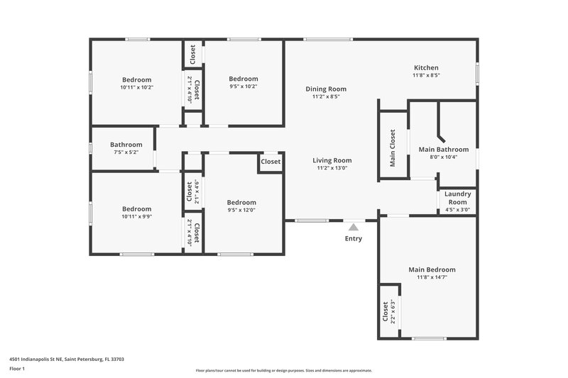 2,595/Mo, 4501 Indianapolis St NE Saint Petersburg, FL 33703 Floor Plan View