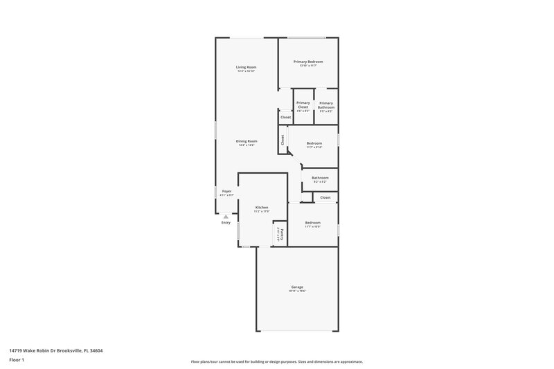 1,920/Mo, 14719 Wake Robin Dr Brooksville, FL 34604 Floor Plan View