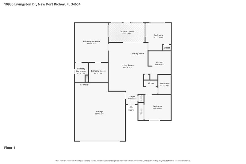 1,915/Mo, 10935 Livingston Dr New Port Richey, FL 34654 Floor Plan View
