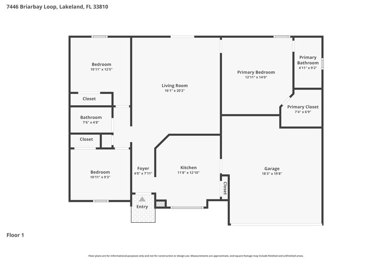 1,770/Mo, 7446 Briarbay Loop Lakeland, FL 33810 Floor Plan View