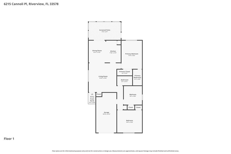 2,065/Mo, 6215 Cannoli Pl Riverview, FL 33578 Floor Plan View