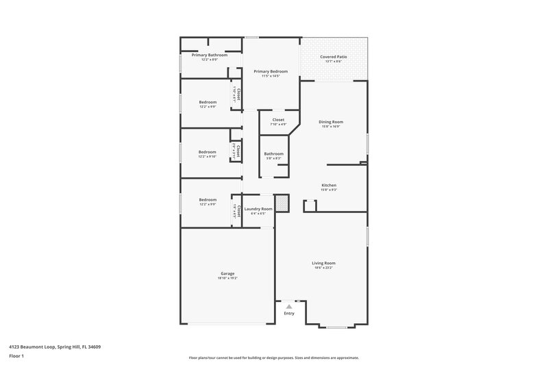 1,965/Mo, 4123 Beaumont Loop Spring Hill, FL 34609 Floor Plan View