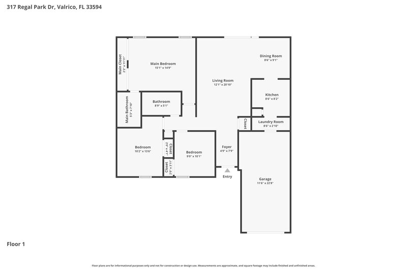 1,965/Mo, 317 Regal Park Dr Valrico, FL 33594 Floor Plan View