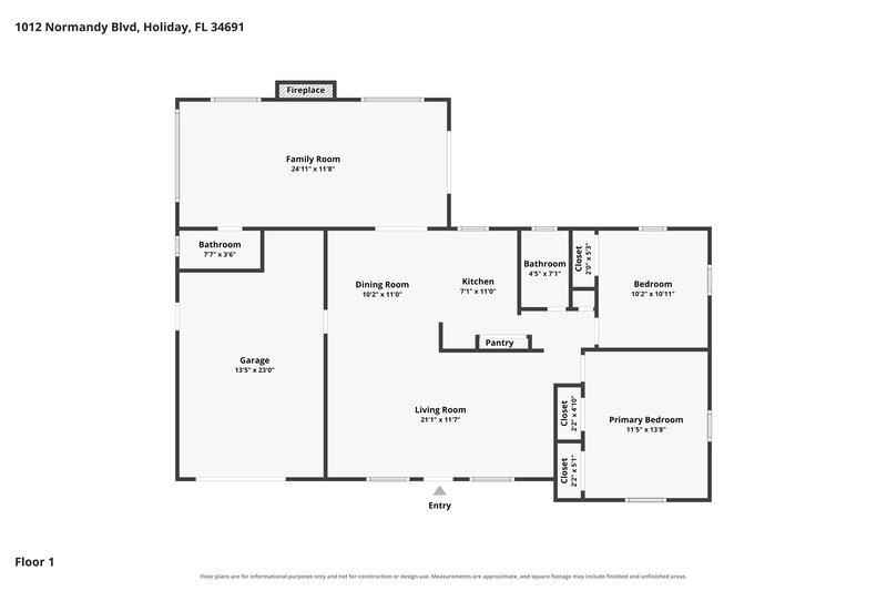 1,710/Mo, 1012 Normandy Blvd Holiday, FL 34691 Floor Plan View