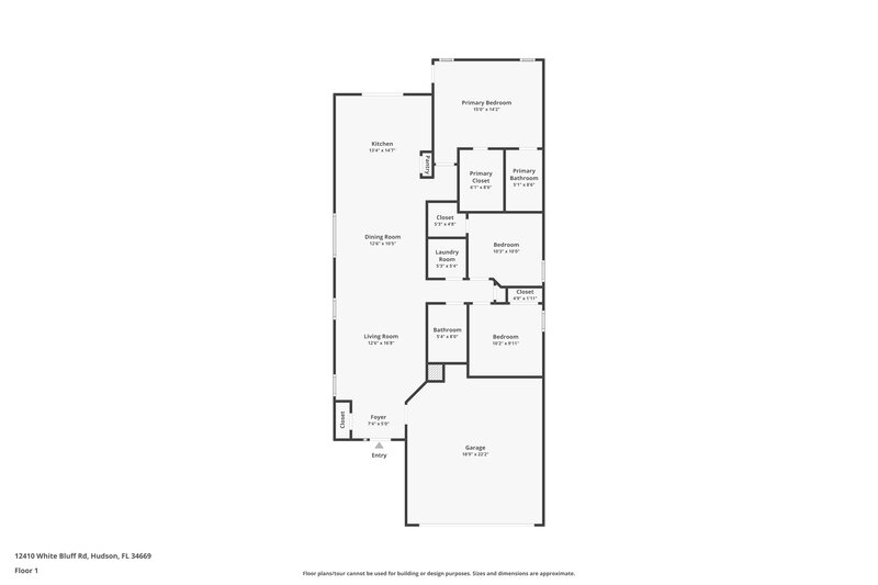 1,925/Mo, 12410 White Bluff Rd Hudson, FL 34669 Floor Plan View