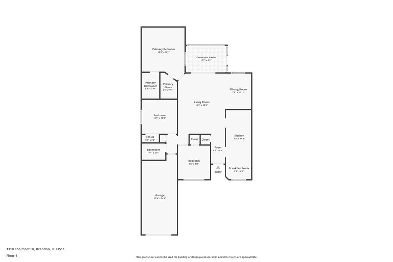 1,990/Mo, 1310 Coolmont Dr Brandon, FL 33511 Floor Plan View