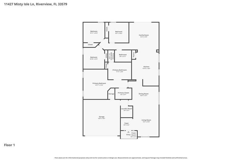 2,205/Mo, 11427 Misty Isle Ln Riverview, FL 33579 Floor Plan View