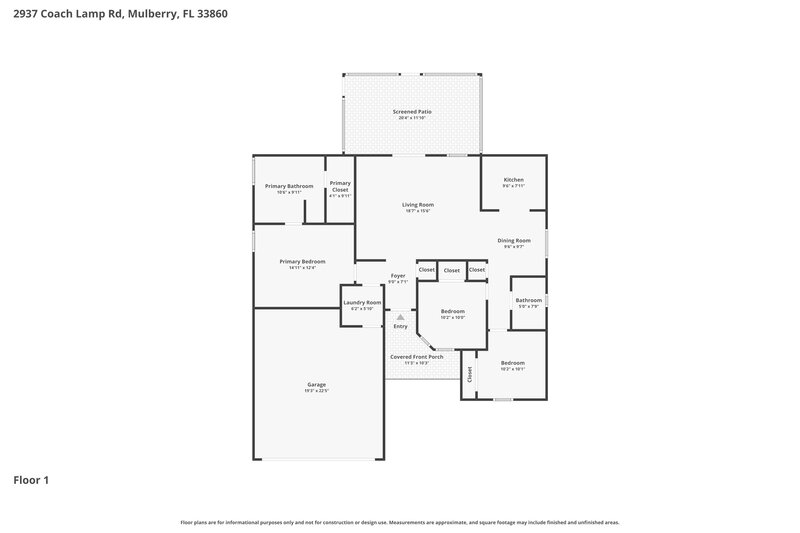 2,135/Mo, 2937 Coach Lamp Rd Mulberry, FL 33860 Floor Plan View