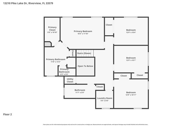 2,400/Mo, 13210 Pike Lake Dr Riverview, FL 33579 Floor Plan View 2