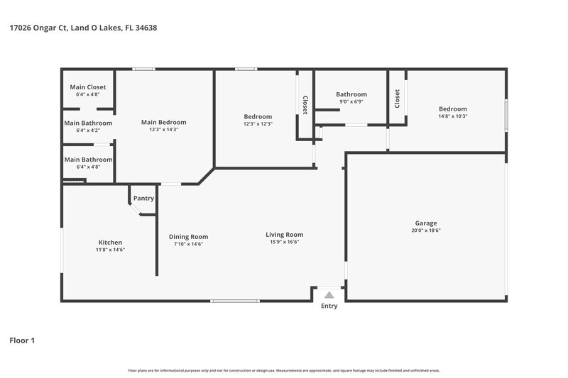 2,085/Mo, 17026 Ongar Ct Land O Lakes, FL 34638 Floor Plan View