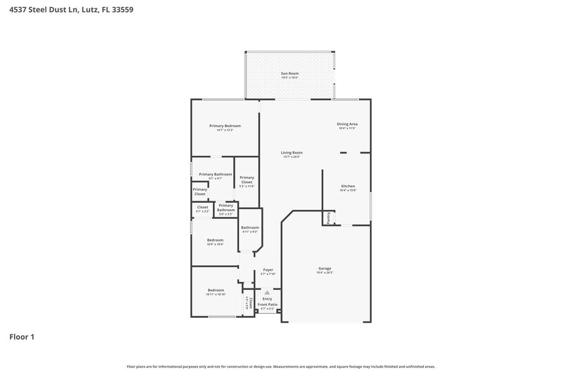 2,135/Mo, 4537 Steel Dust Ln Lutz, FL 33559 Floor Plan View