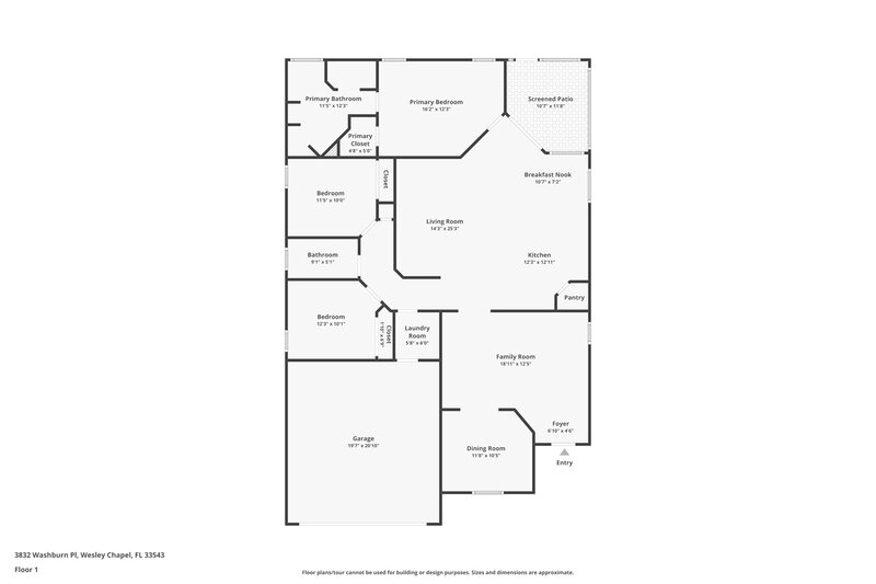 2,400/Mo, 3832 Washburn Pl Wesley Chapel, FL 33543 Floor Plan View