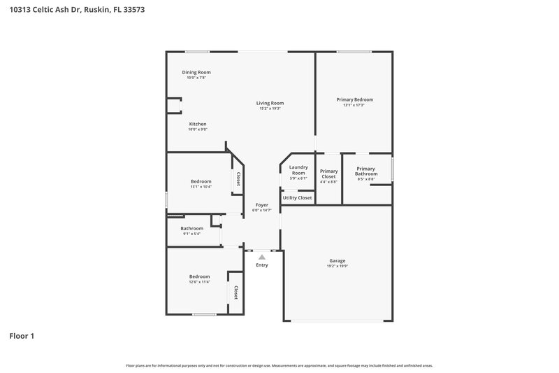 2,040/Mo, 10313 Celtic Ash Dr Ruskin, FL 33573 Floor Plan View