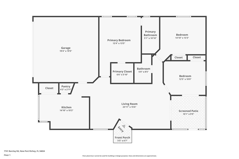 1,795/Mo, 7741 Barclay Rd New Port Richey, FL 34654 Floorplan View