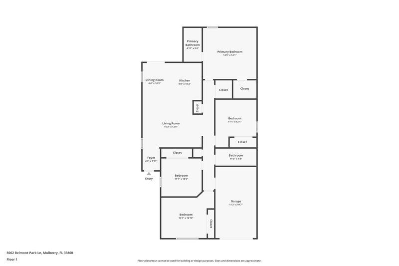 2,180/Mo, 5062 Belmont Park Ln Mulberry, FL 33860 Floor Plan View