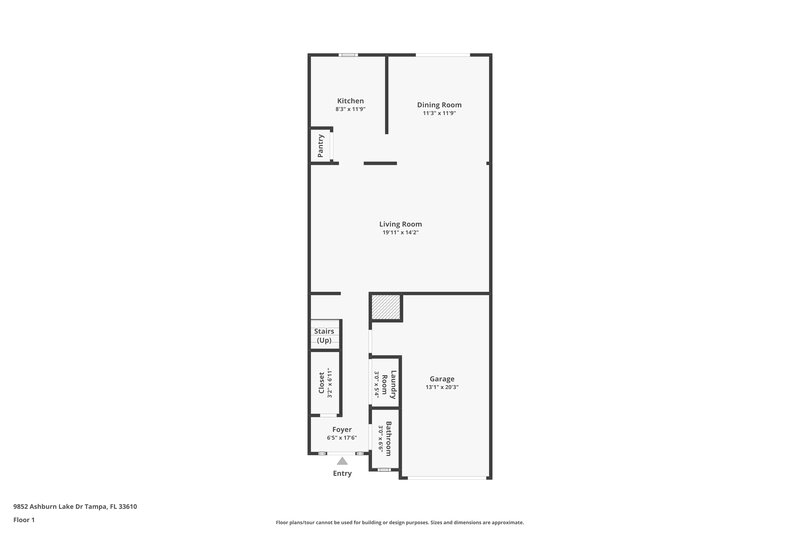 2,270/Mo, 9852 Ashburn Lake Dr Tampa, FL 33610 Floor Plan View