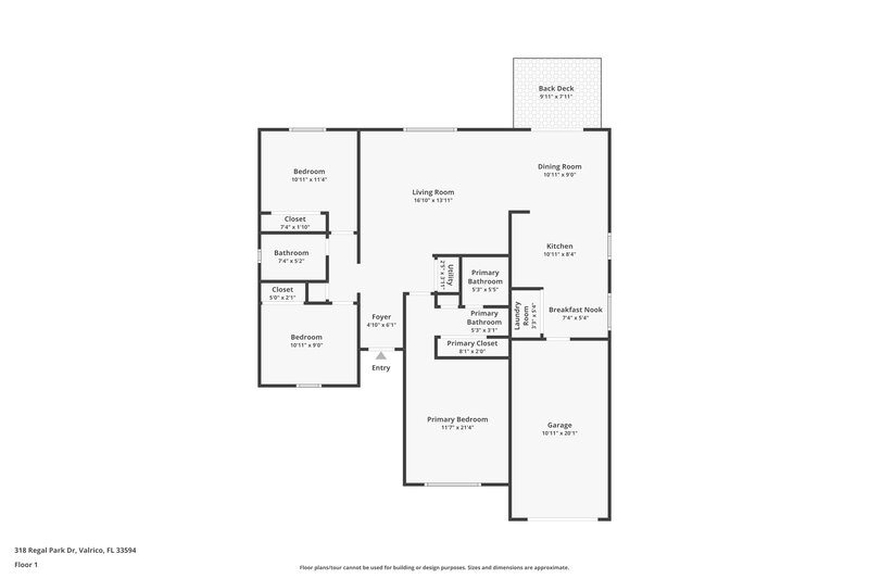 1,995/Mo, 318 Regal Park Dr Valrico, FL 33594 Floor Plan View