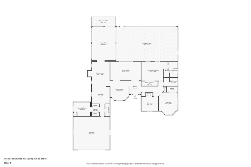 2,160/Mo, 15640 Little Ranch Rd Spring Hill, FL 34610 Floorplan View