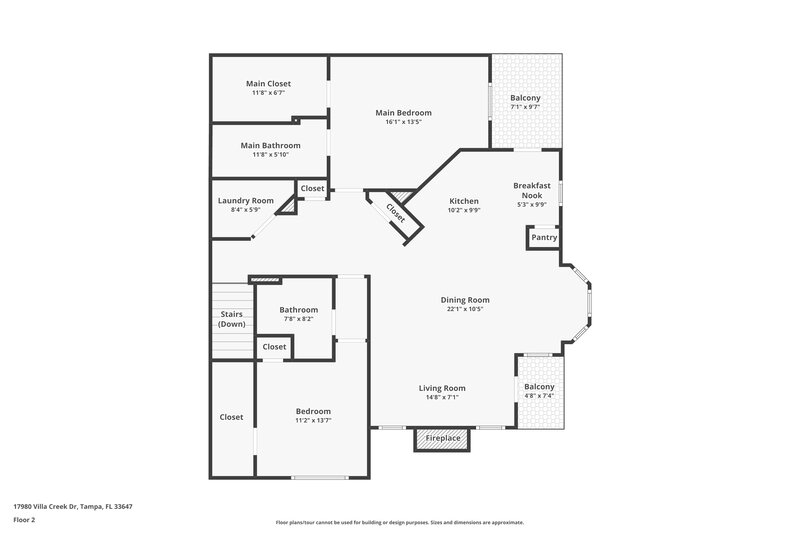 1,760/Mo, 17980 Villa Creek Dr Tampa, FL 33647 Floor Plan View 2