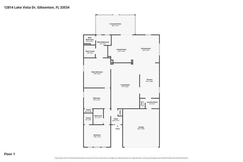 2,300/Mo, 12814 Lake Vista Dr Gibsonton, FL 33534 Floor Plan View