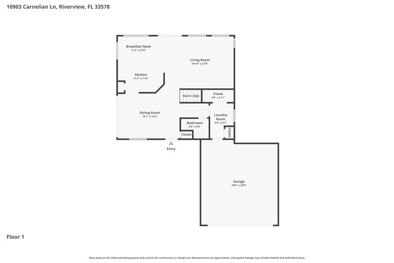 2,140/Mo, 10903 Carnelian Ln Riverview, FL 33578 Floor Plan View