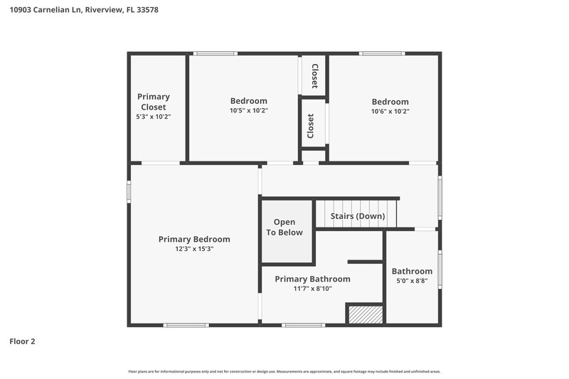 2,140/Mo, 10903 Carnelian Ln Riverview, FL 33578 Floor Plan View 2