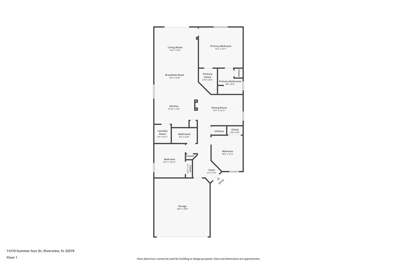 1,945/Mo, 11210 Summer Star Dr Riverview, FL 33579 Floor Plan View