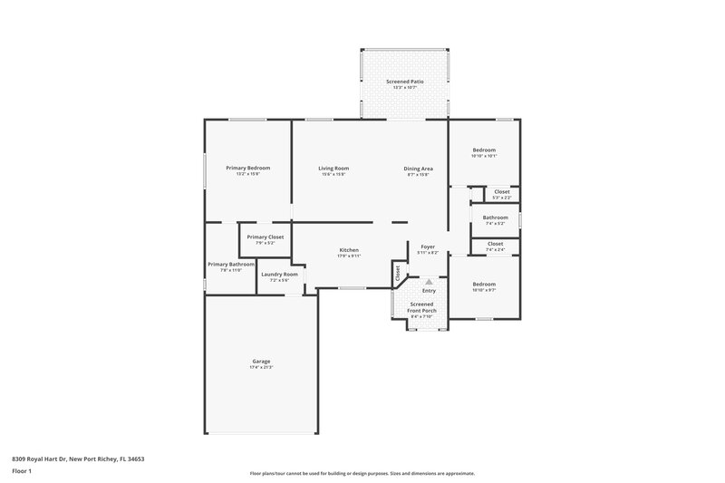 1,915/Mo, 8309 Royal Hart Dr New Port Richey, FL 34653 Floor Plan View