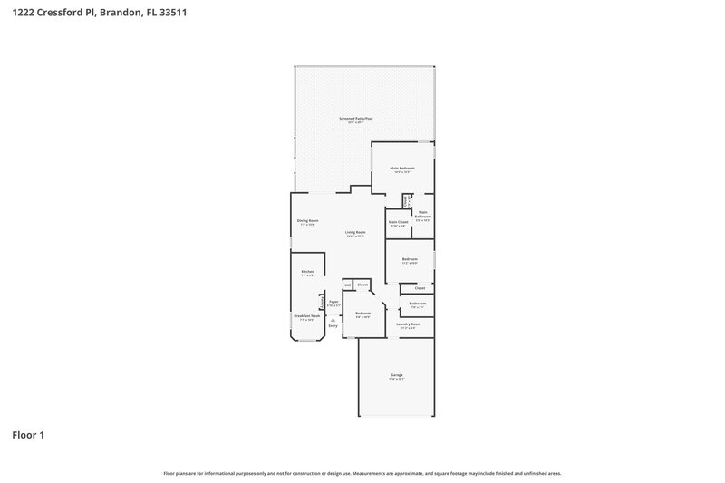 2,255/Mo, 1222 Cressford Pl Brandon, FL 33511 Floor Plan View