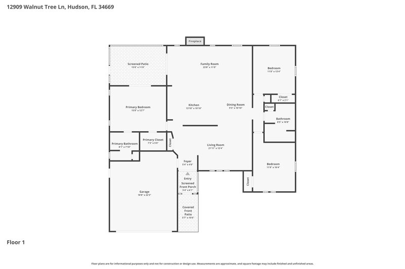 2,095/Mo, 12909 Walnut Tree Ln Hudson, FL 34669 Floor Plan View