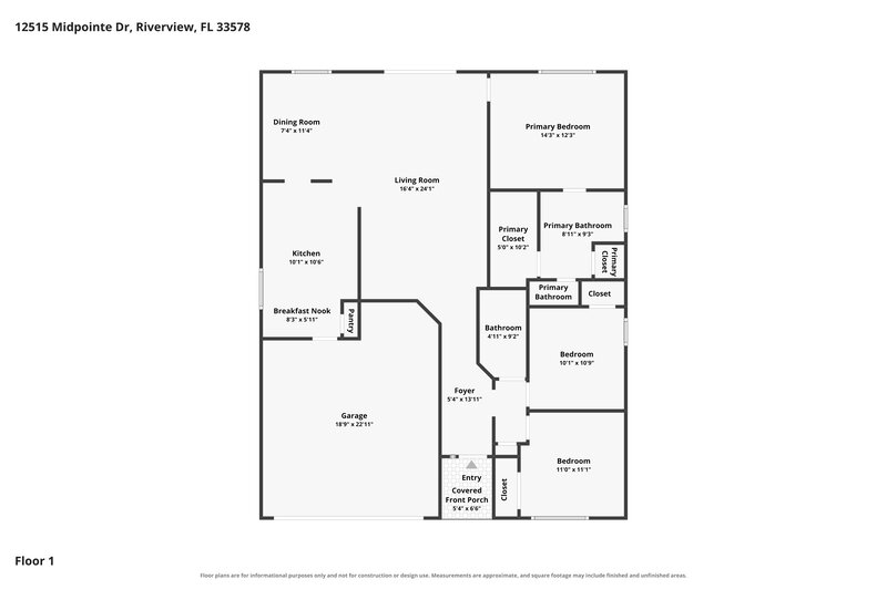 2,250/Mo, 12515 Midpointe Dr Riverview, FL 33578 Floor Plan View