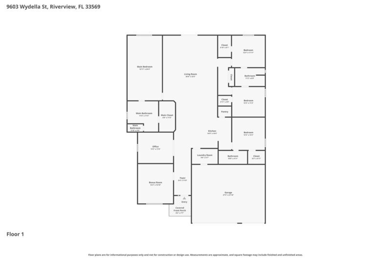 2,700/Mo, 9603 Wydella St Riverview, FL 33569 Floorplan View