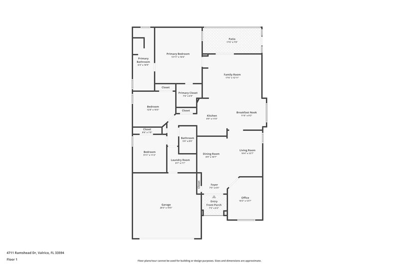 2,120/Mo, 4711 Ramshead Dr Valrico, FL 33594 Floor Plan View