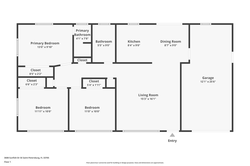 2,160/Mo, 3608 Sunfish Drive Se Saint Petersburg, FL 33705 Floor Plan View