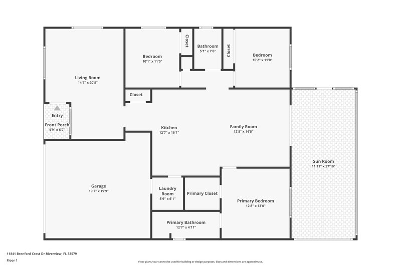 2,220/Mo, 11841 Brenford Crest Riverview, FL 33579 Floor Plan View
