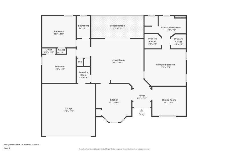 1,965/Mo, 1710 James Pointe Dr Bartow, FL 33830 Floor Plan View