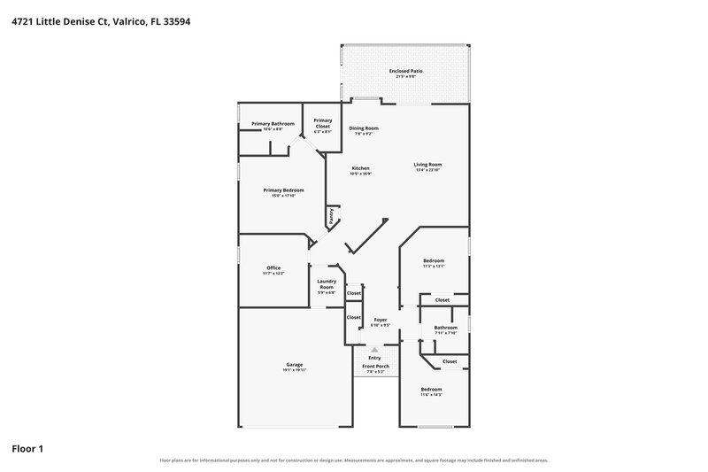 2,345/Mo, 4721 Little Denise Ct Valrico, FL 33594 Floor Plan View