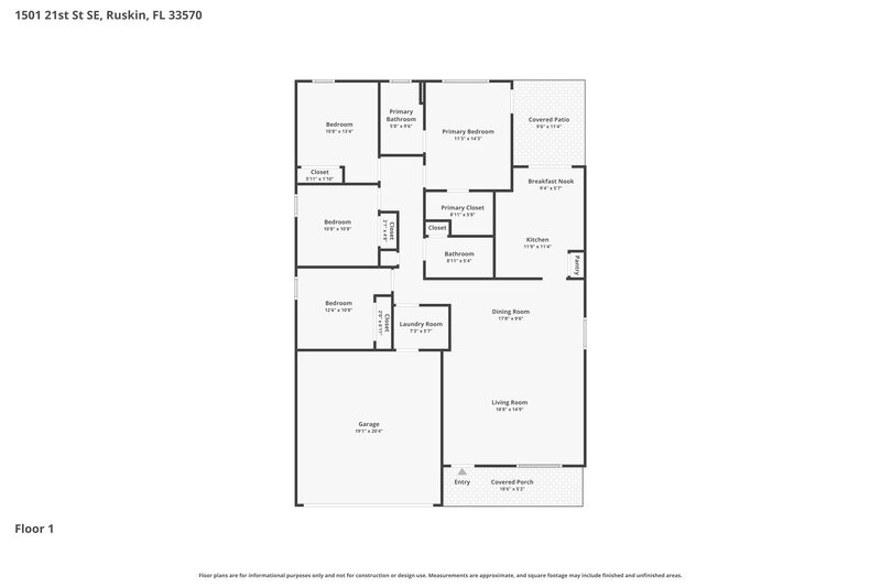 2,100/Mo, 1501 21st St SE Ruskin, FL 33570 Floor Plan View