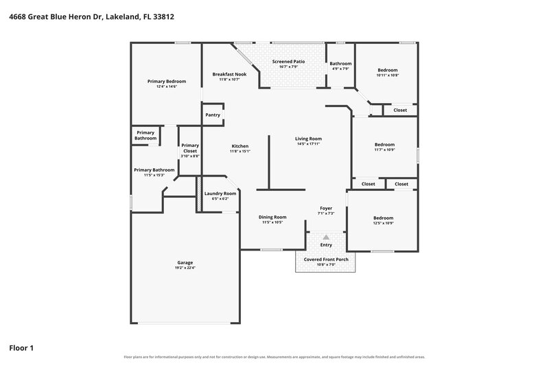 2,325/Mo, 4668 Great Blue Heron Dr Lakeland, FL 33812 Floor Plan View